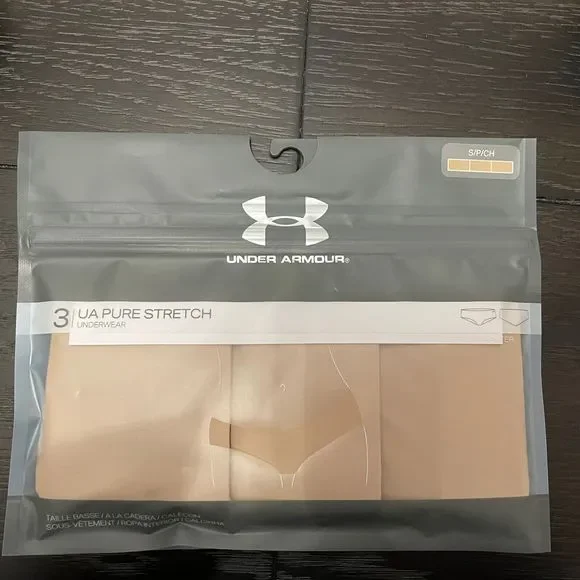 UNDER ARMOUR Women's UA Pure Stretch Hipster Underwear Small Nude NWT 3-pack - Picture 2 of 11